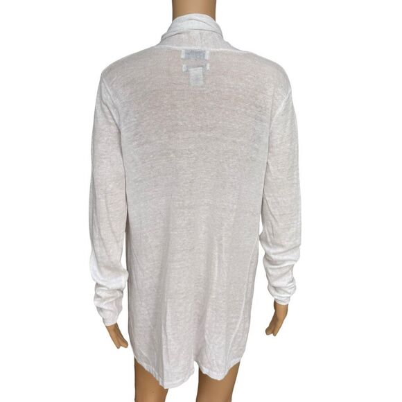 Rachel Zoe 100% linen white open front cardigan size M - Picture 3 of 6